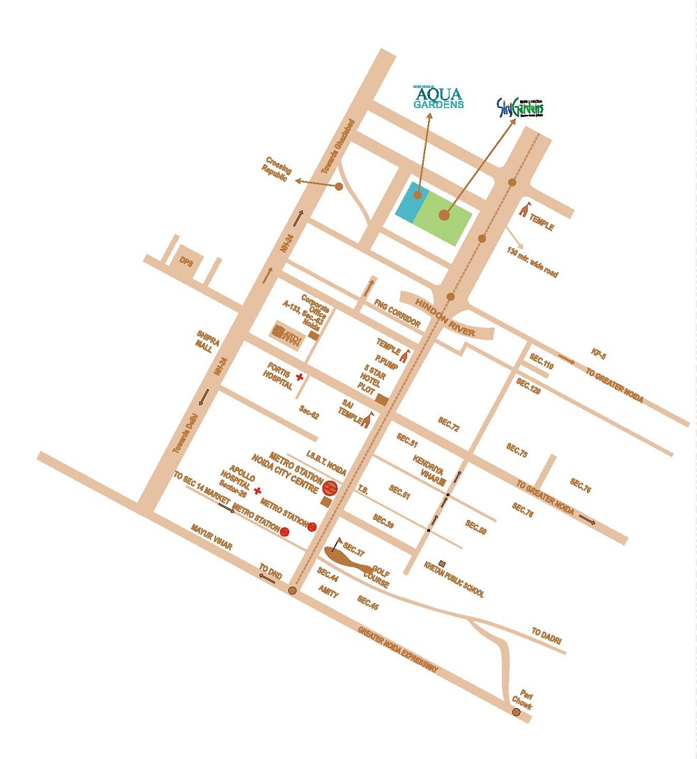 Shri Radha Aqua Gardens Location Map