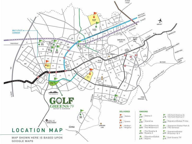 Signature Global Golf Greens Location Map