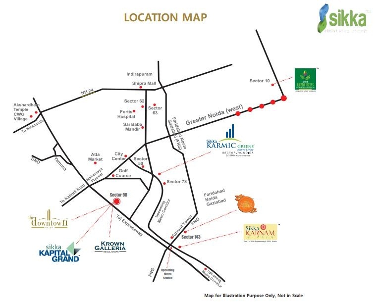 Sikka Kaamna Greens Location Map