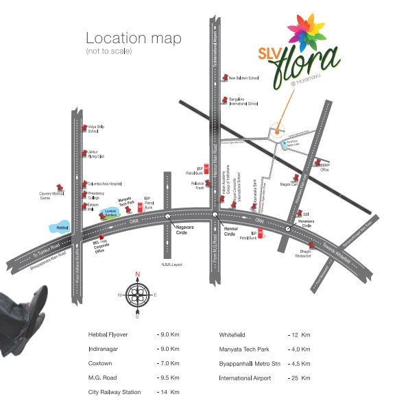 SLV Flora Location Map Horamavu, Bangalore