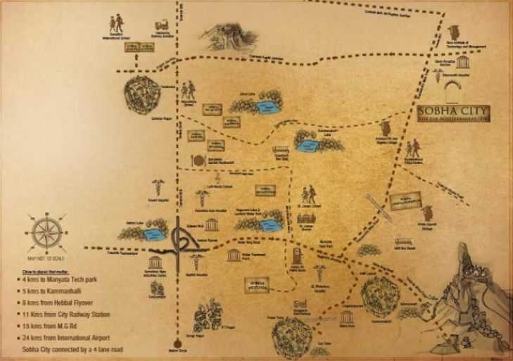 Sobha City Casa Serenita Location Map