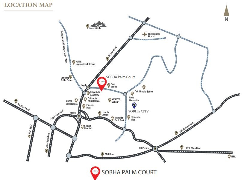 Sobha Palm Court Location Map