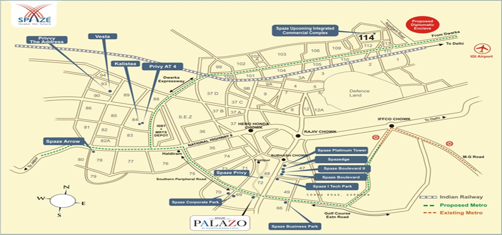 Spaze Palazo Location Map