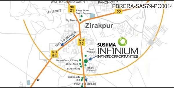 Sushma Atelier Infinium Location Map