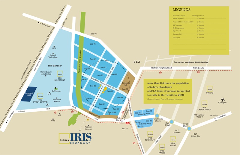 Trehan Iris Broadway Apartments Location Map