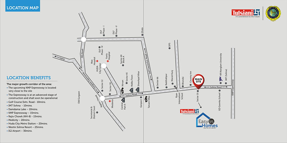 Tulsiani Easy In Homes Location Map