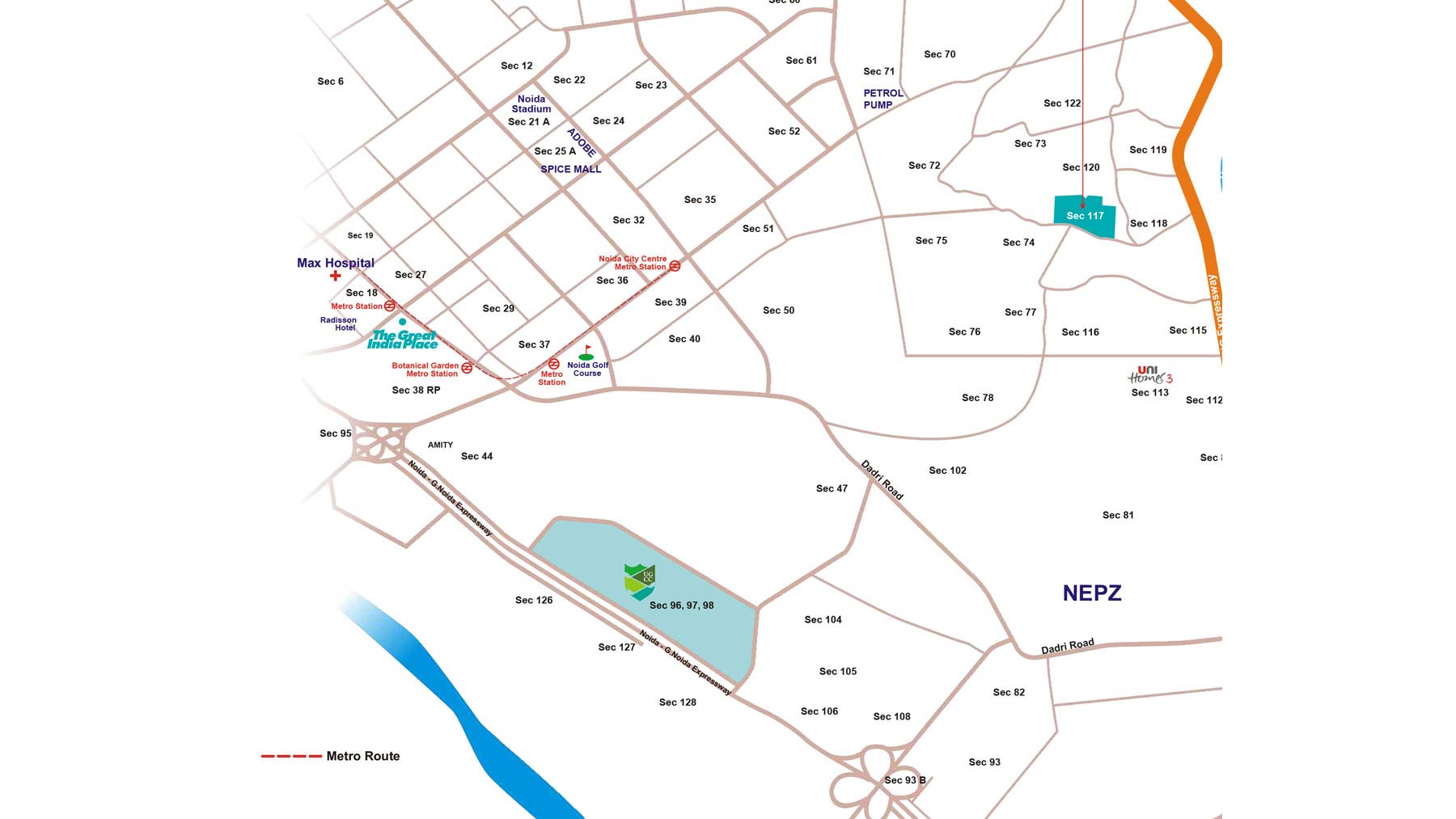 Unitech The Residences Location Map