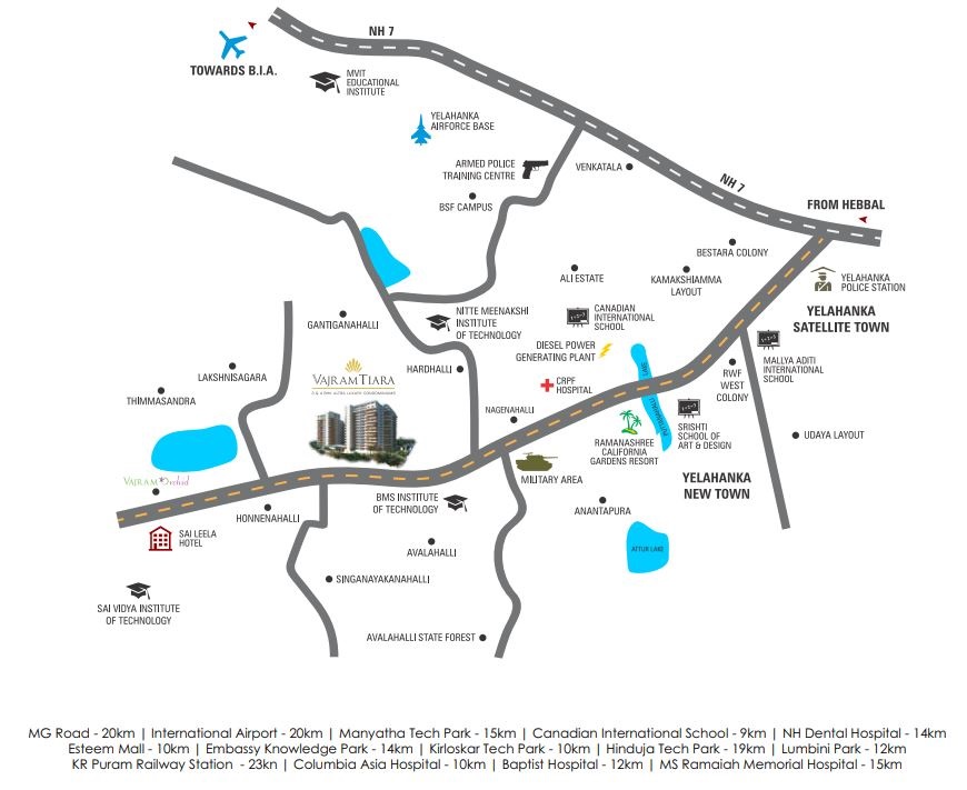 Vajram Tiara Location Map