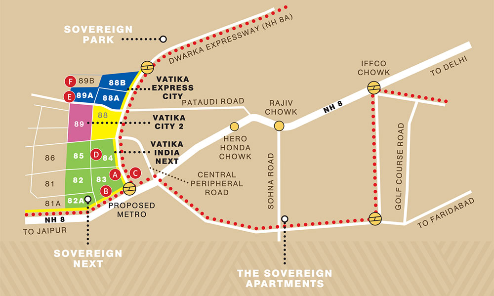 Vatika Sovereign Next Location Map