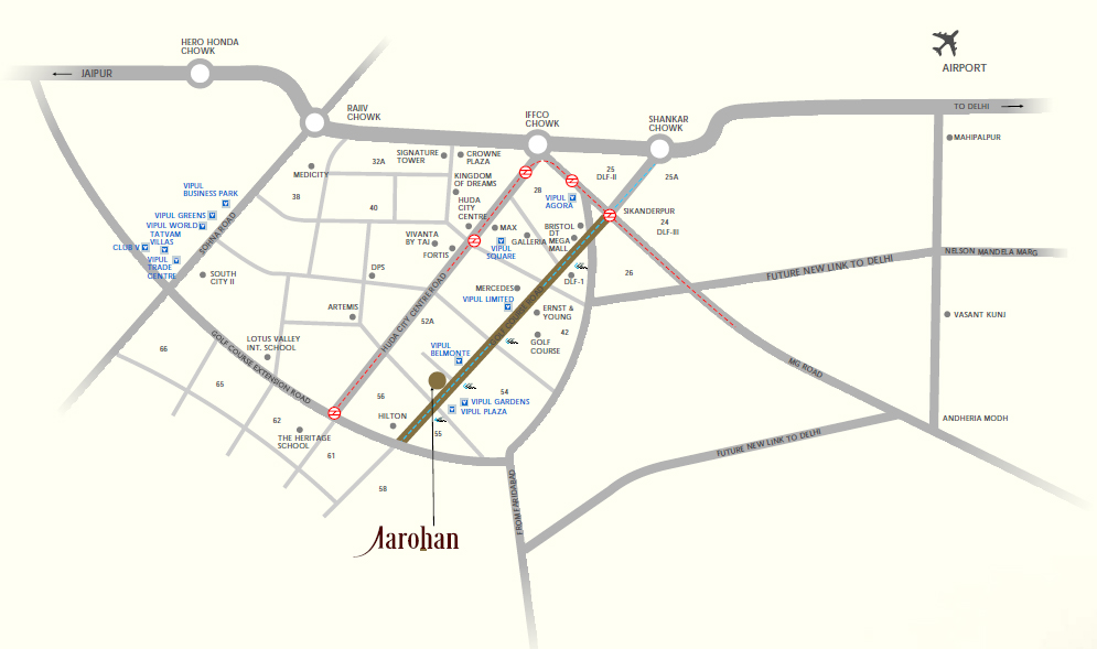 Vipul Aarohan Location Map
