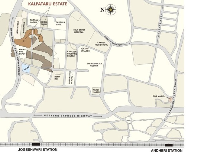 Vklal Kalpataru Estates Location Map