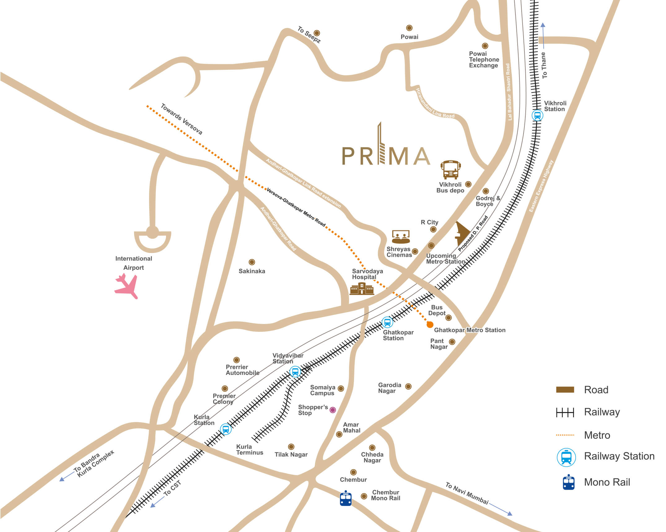 Wadhwa Prima Residences Location Map