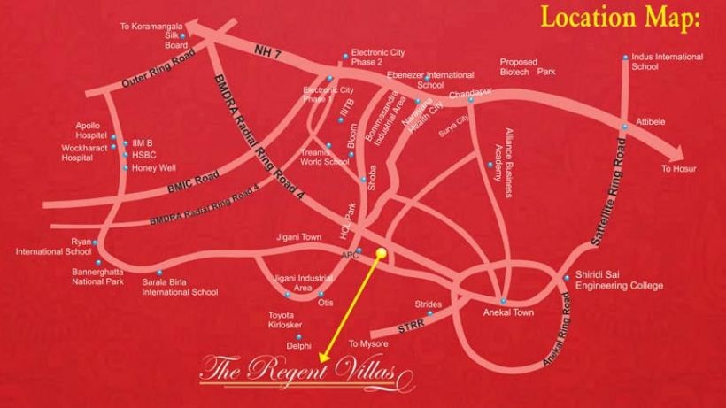 Yesh Regent Villas Location Map