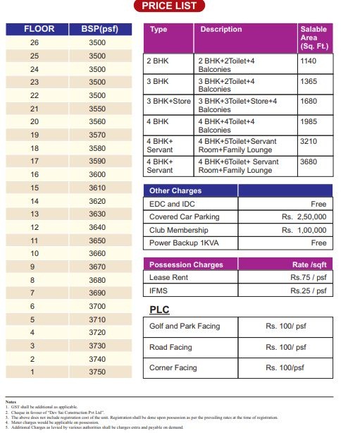 Dev Sai Sportshome Price List
