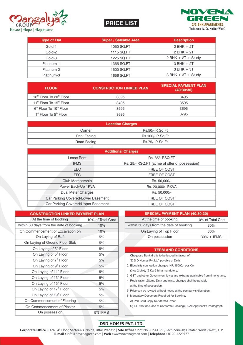 Mangalya Novena Green Price List