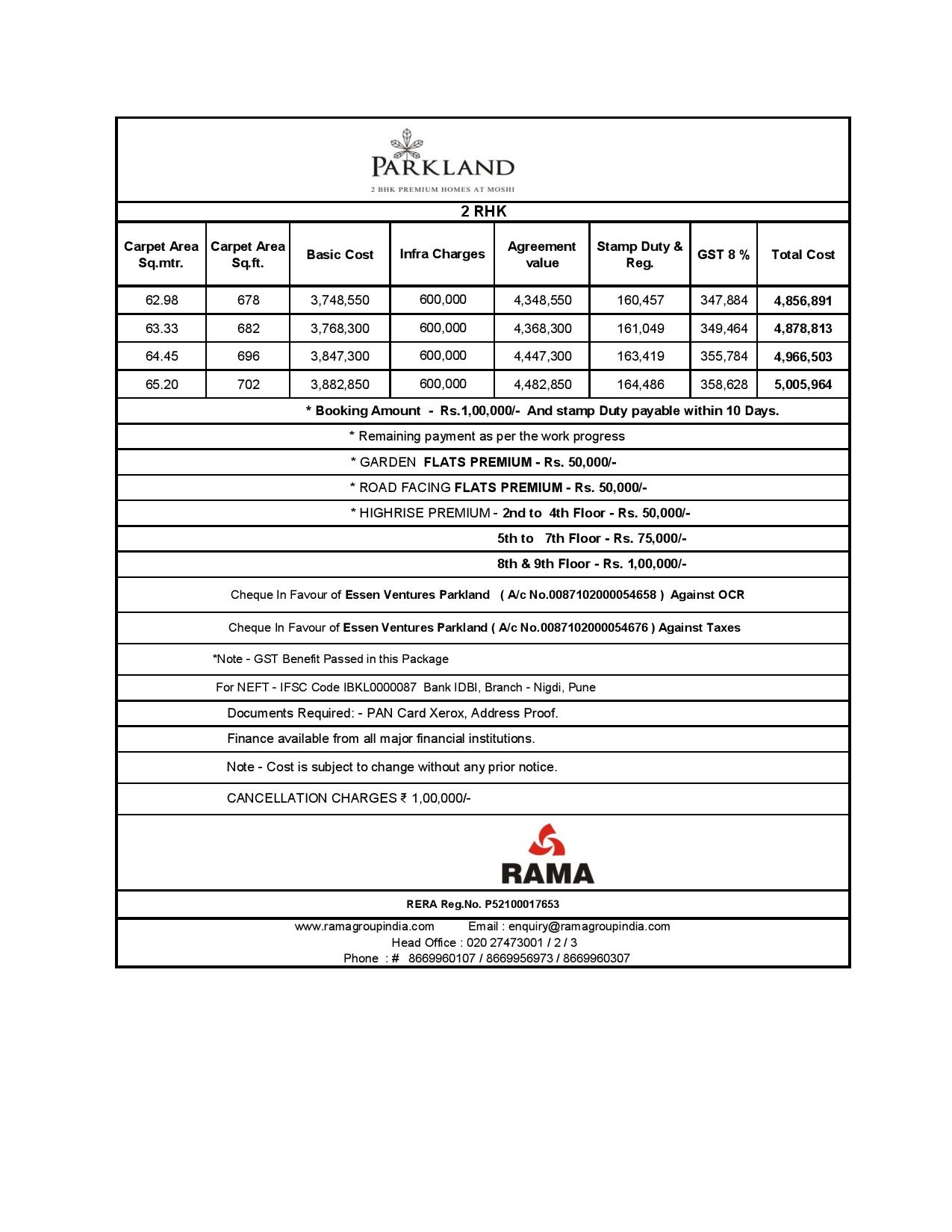 Rama Parkland Price List