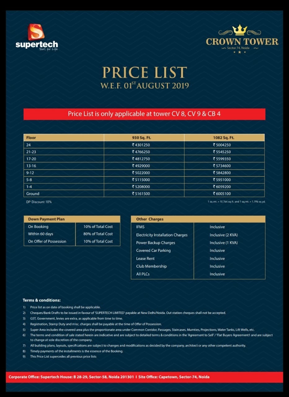 Supertech Crown Tower Price List