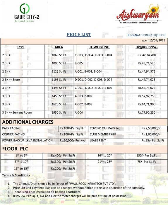 Wall Rock Aishwaryam Price List
